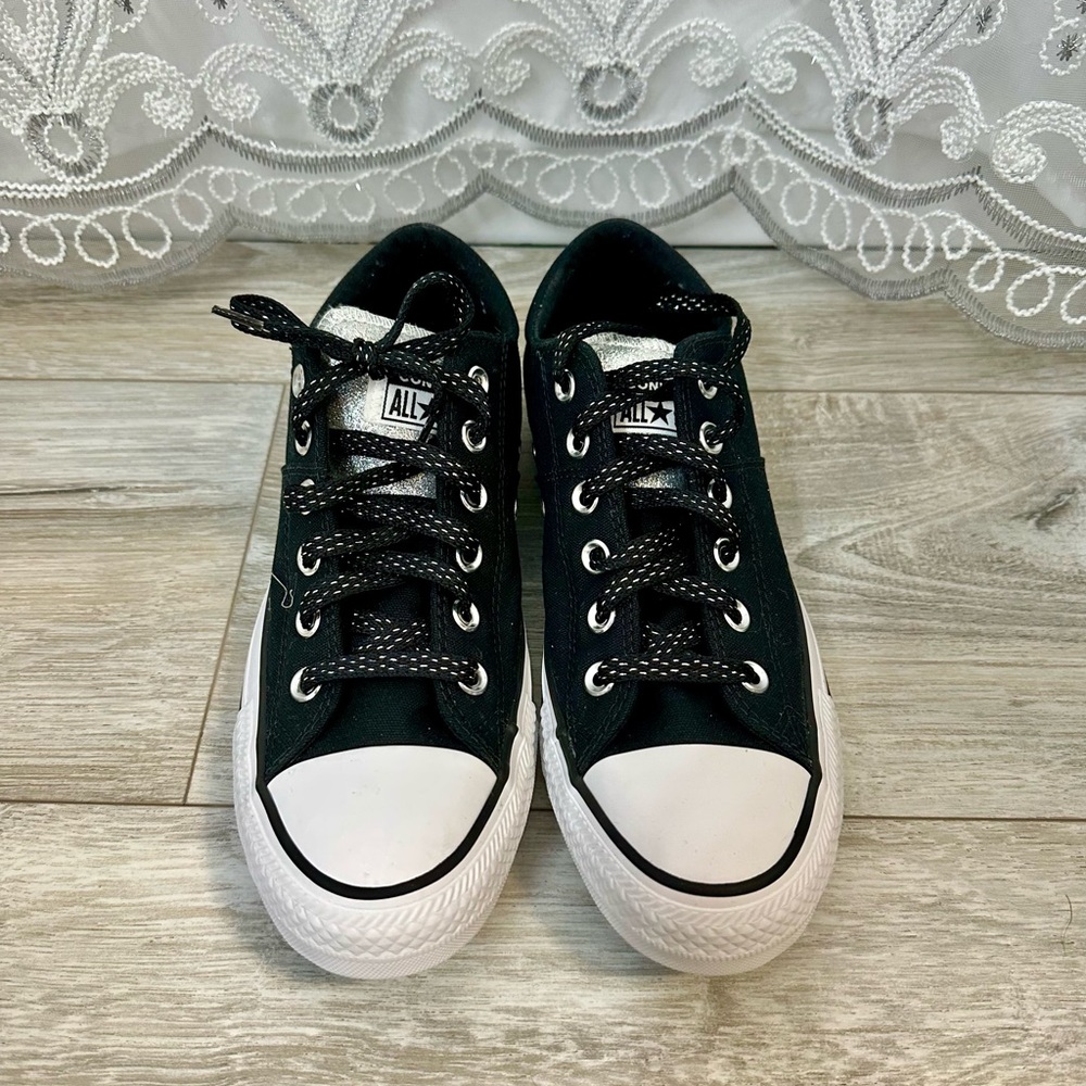 Black and White Sparkly Low-Top Converse